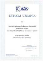 Dyplom uznania za projekt Dwutłokowy Silnik Spalinowy
